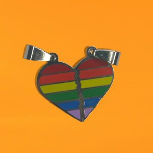 Dije Corazón LGTB P/Compartir + 2 cadenas - Acero Quirurgico