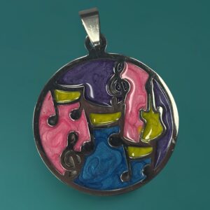 Dije Medalla Musical Color + Cadena - Acero Quirurgico